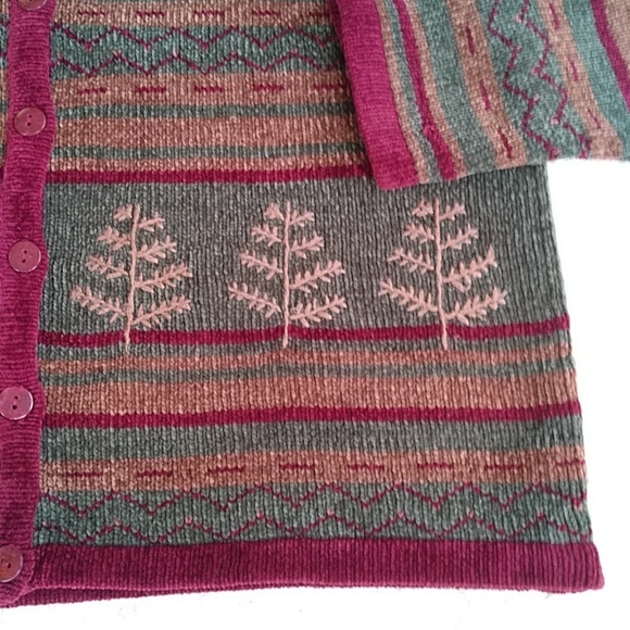 Vintage Christopher & Banks Hand Embroidered Stripe Sweater MEDIUM Brown Red - Picture 12 of 16